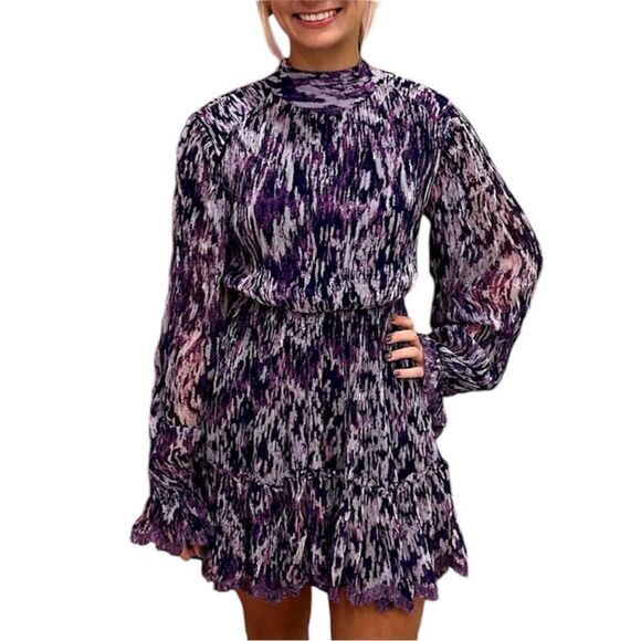 NWT Hemant & Nandita Anum Mini Dress Purple Medium - Picture 9 of 16